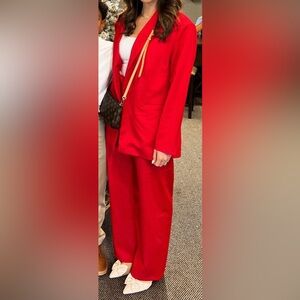 H&M Vibrant Red Women's Blazer Pant Set